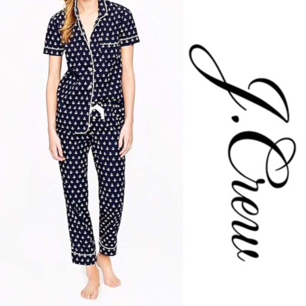 J.Crew Navy Anchor Print New Girl Style PJ Set!